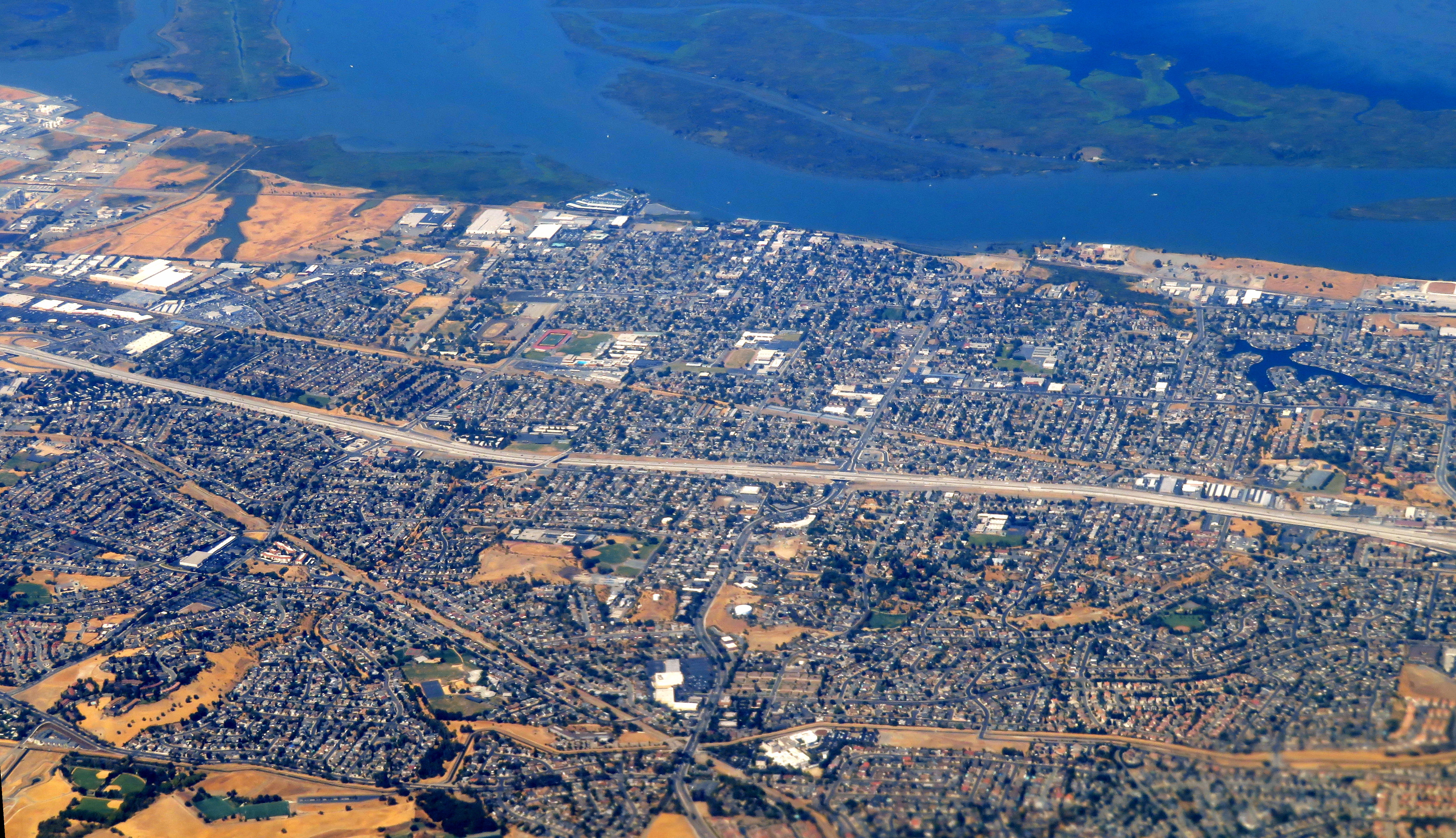 Historical photographic dossier for Antioch, California: Antioch aerial view, August 2018 (cropped).JPG