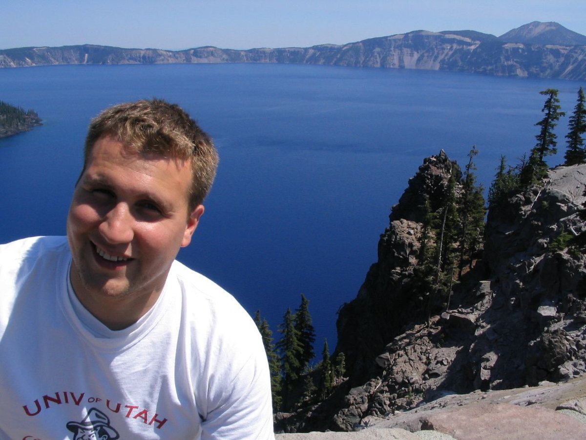 Crater Lake National Park caldera rim and blue water