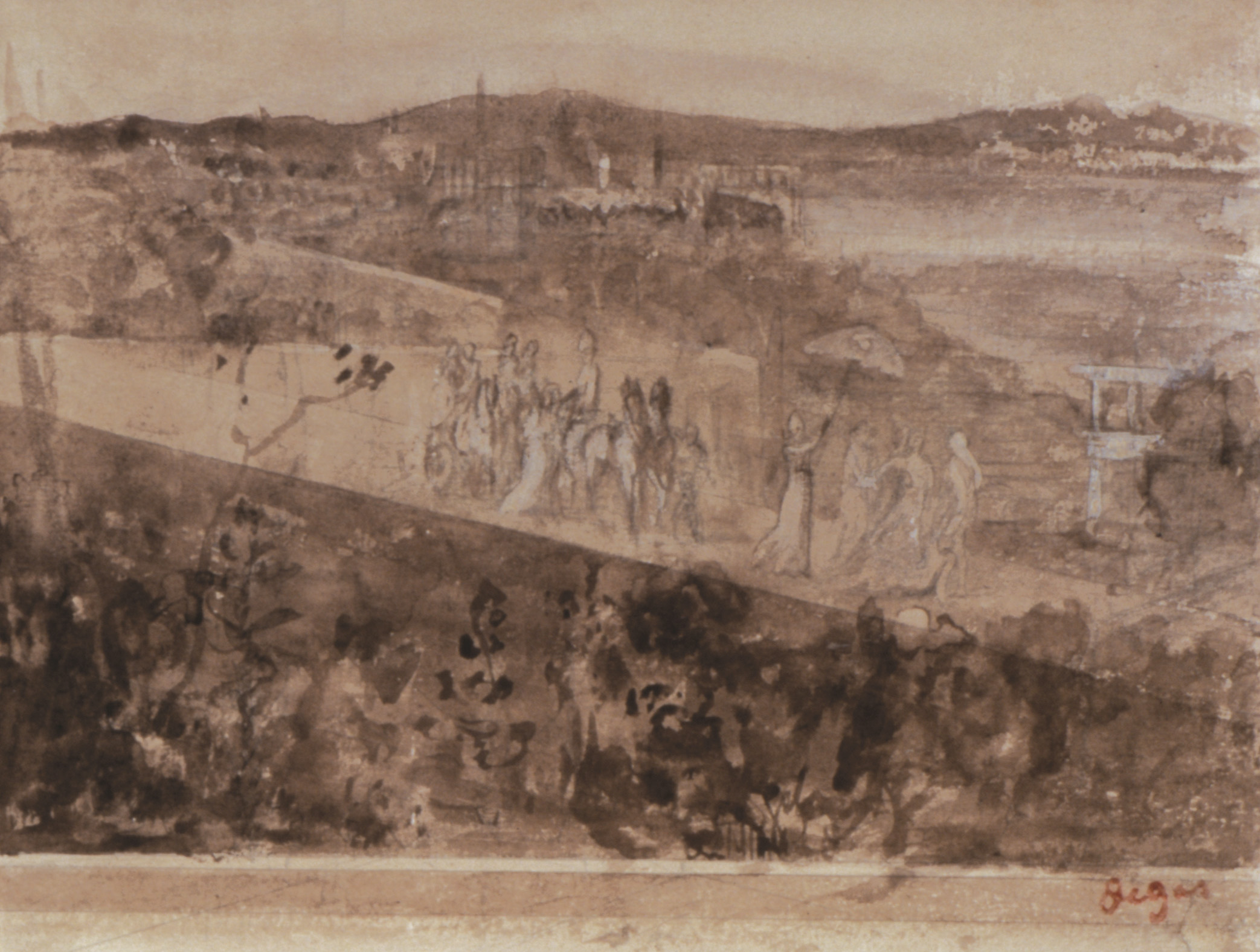 Historical photographic dossier for Isabella Stewart Gardner Museum theft: Degas - Cortege aux Environs de Florence.jpg
