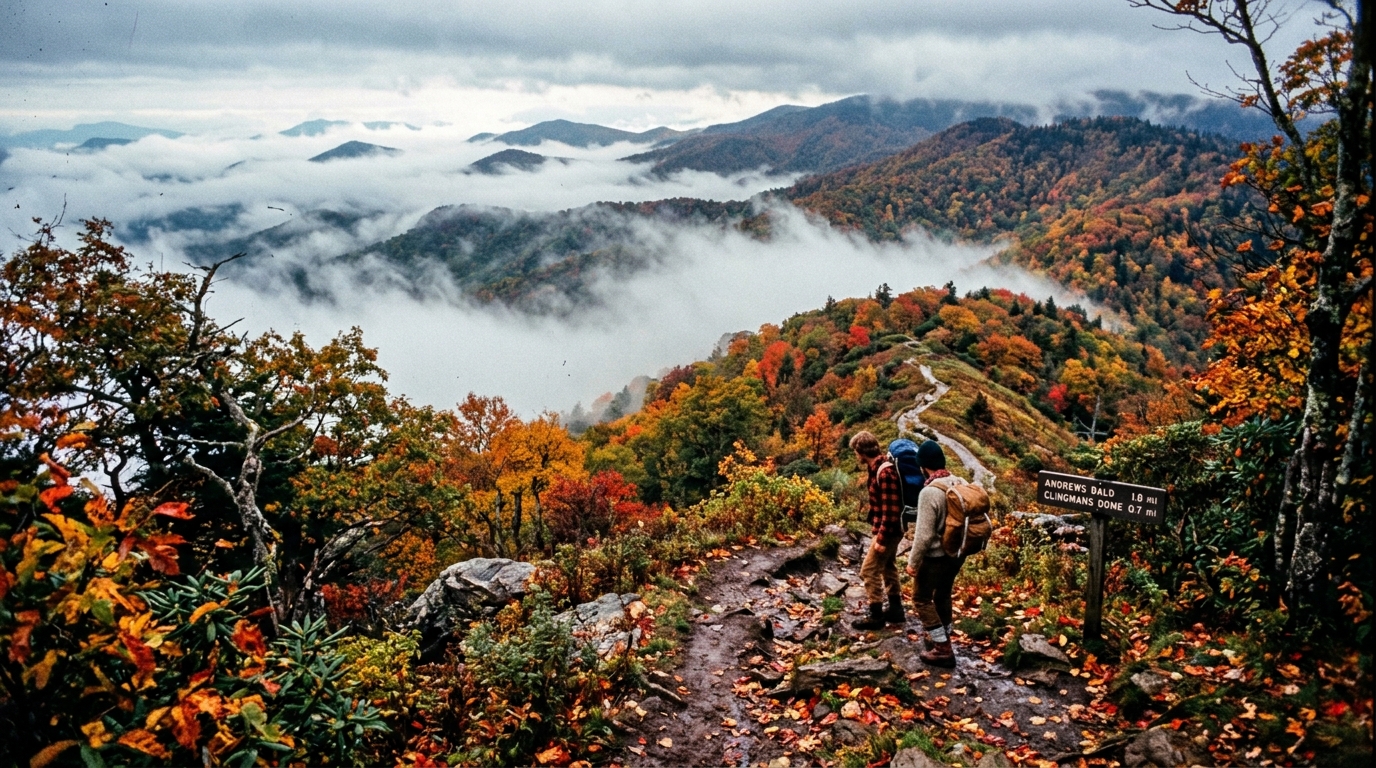 Trenny Gibson portrait and Smoky Mountains trail